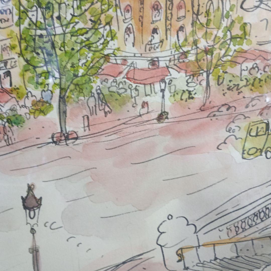 7776)水彩画　藤森悠二（ふじもりゆうじ）の「シャンゼリゼ通り」