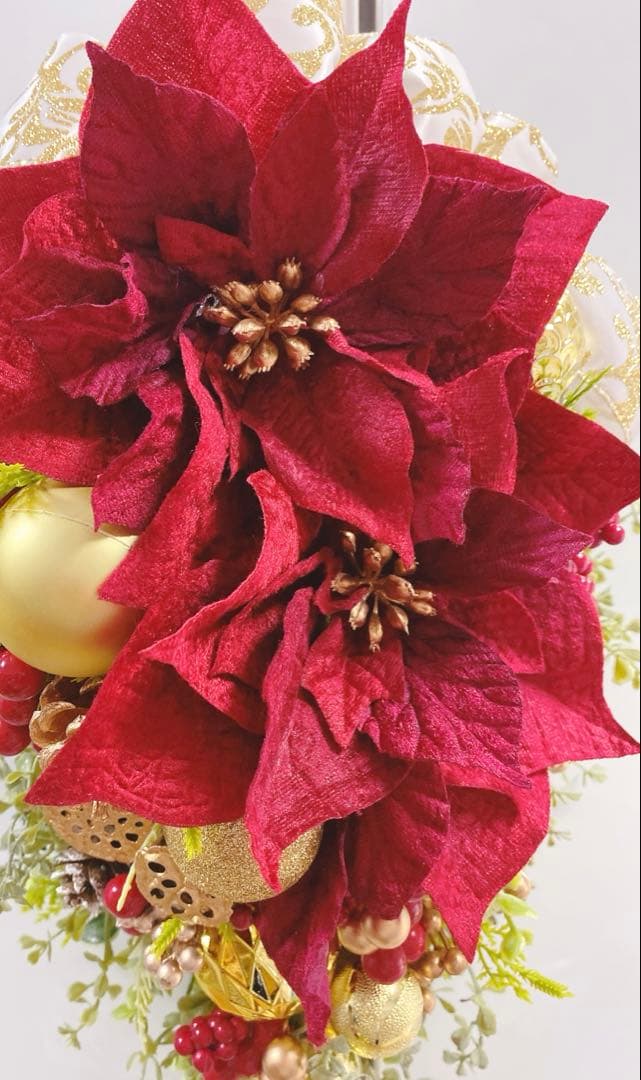 ✴︎豪華クリスマススワッグ✴︎クリスマスリースフラワーリース　造花