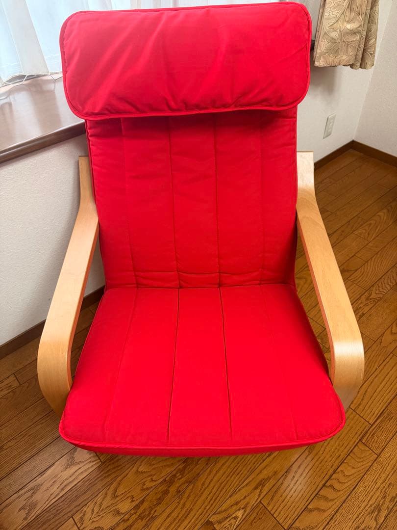 【廃盤希少】ロッキングチェア レッド×ナチュラル（分解発送・送料込）