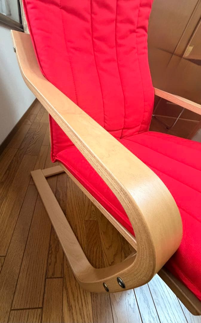 【廃盤希少】ロッキングチェア レッド×ナチュラル（分解発送・送料込）