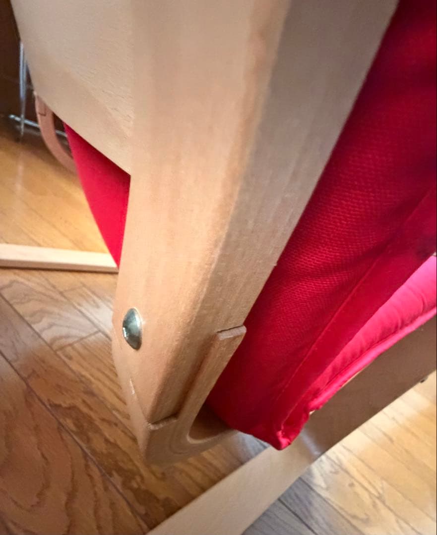 【廃盤希少】ロッキングチェア レッド×ナチュラル（分解発送・送料込）