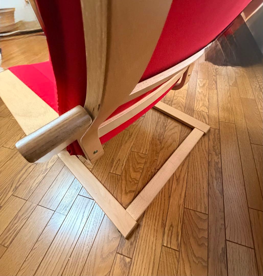 【廃盤希少】ロッキングチェア レッド×ナチュラル（分解発送・送料込）