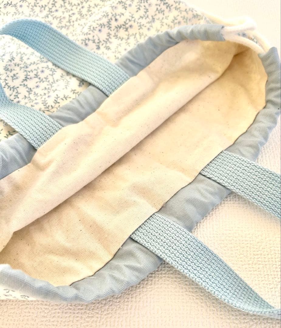 入園入学 3点セット レッスンバッグ/上履き入れ/体操着袋＊花柄＊水色