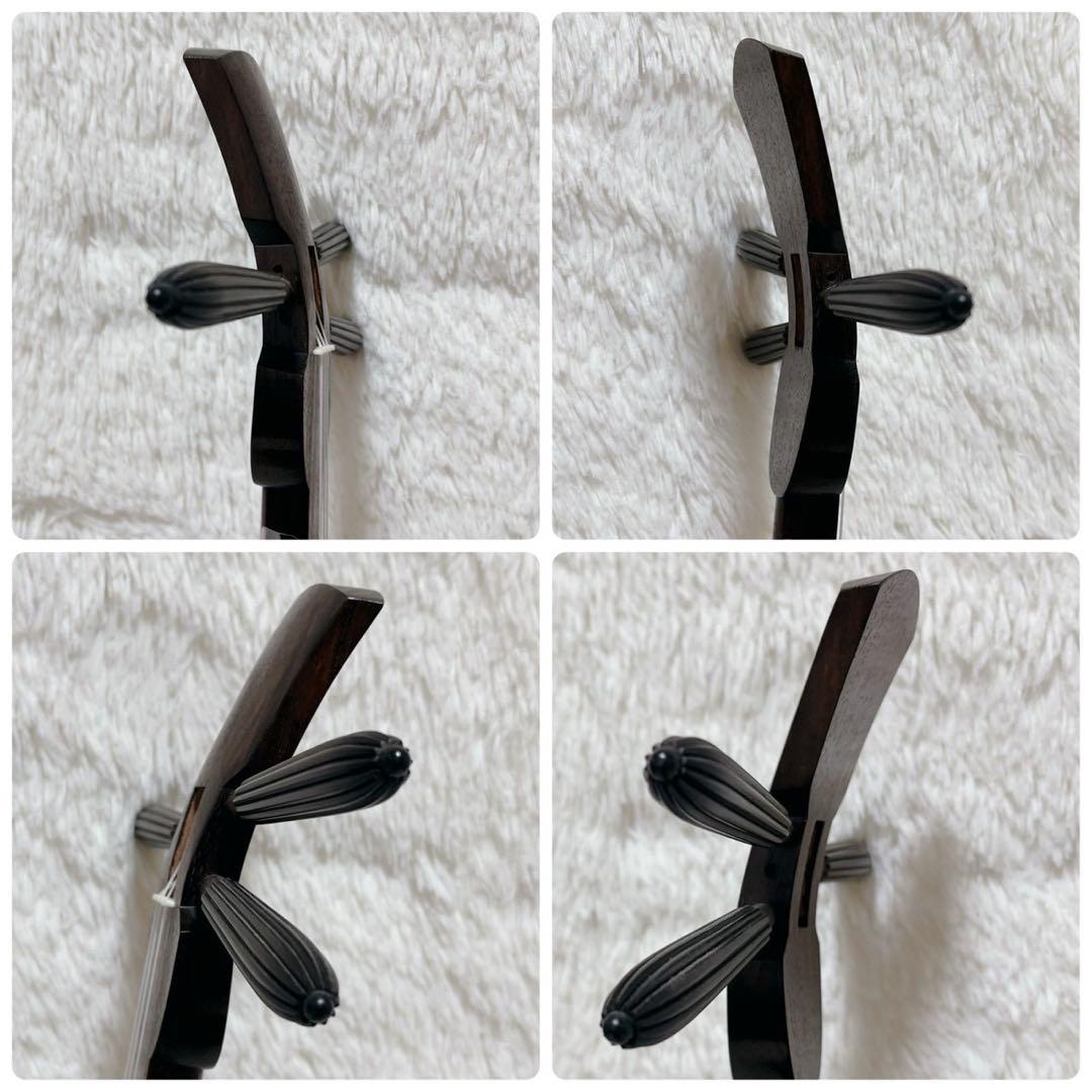 【極美品】沖縄三線 本皮 二重張り 強化張り ソフトケース、爪、弦セット 蝶刻印