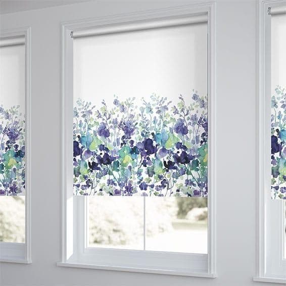 【値下げ】未使用　ロールスクリーン　花柄　ブルー　グリーン　98×94