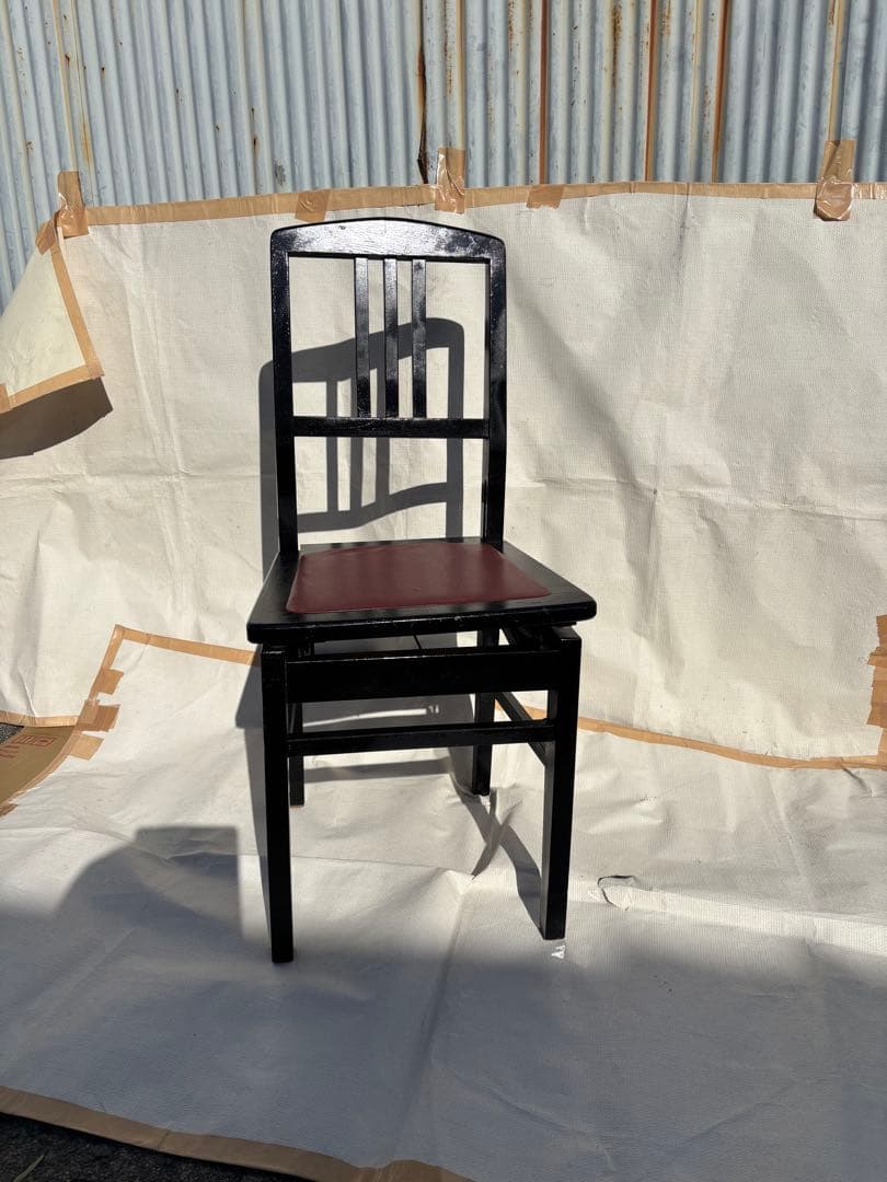 背もたれ付きピアノ椅子　足部フェルト付き　比較的きれい　NT