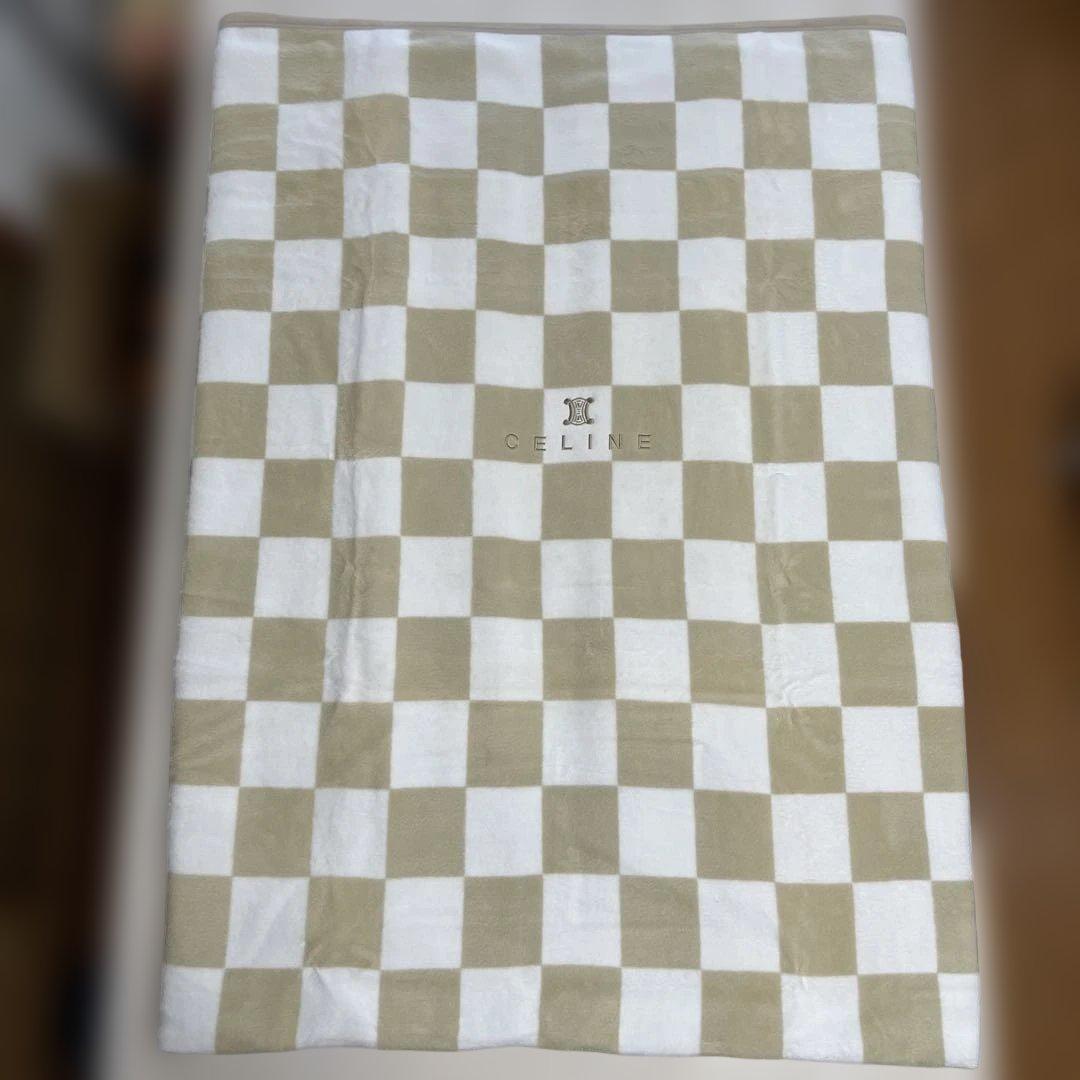 CELINE セリーヌ　綿毛布　市松模様
