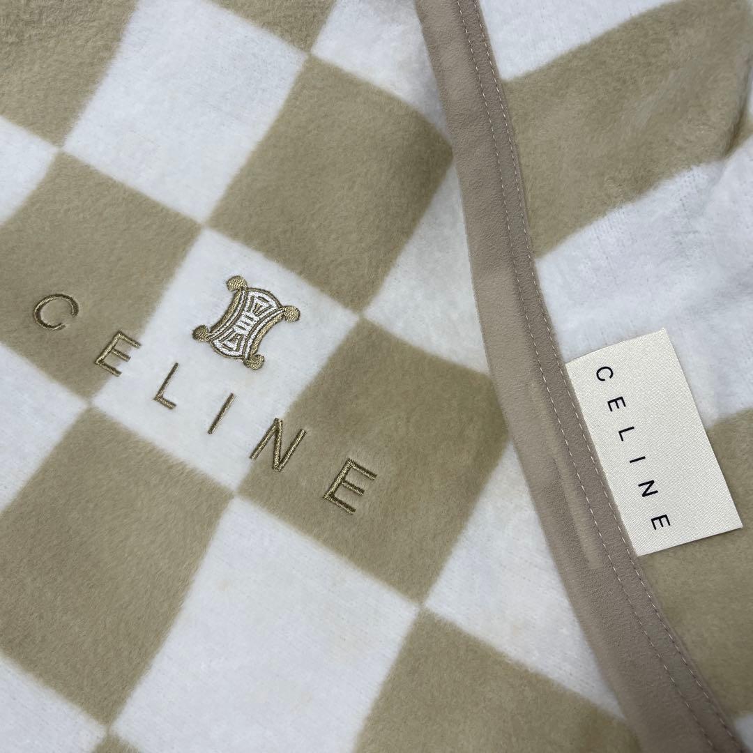 CELINE セリーヌ　綿毛布　市松模様