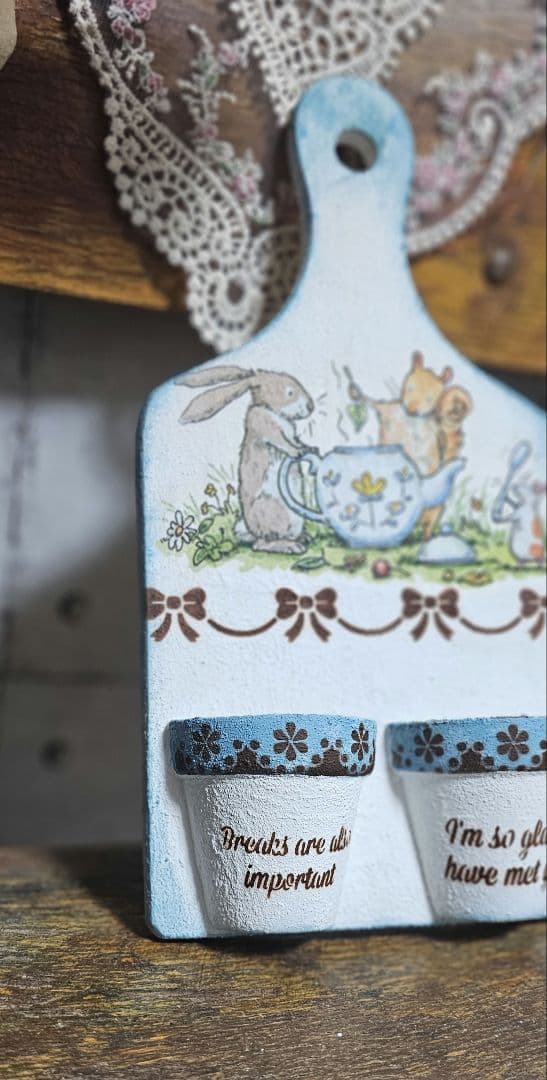 割れ鉢アート♪北欧♪多肉　リメ缶　リメ鉢　リメイク鉢　デコパージュ　リメイク缶