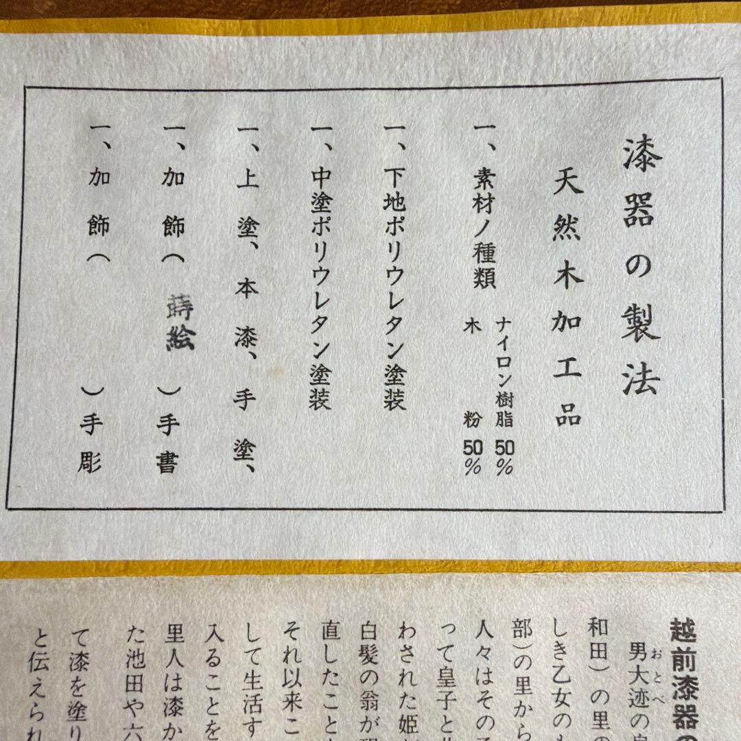 越前塗　祖雅堂　蒔絵　高仙才　波に紅花　蓋付お椀　5客セット　未使用