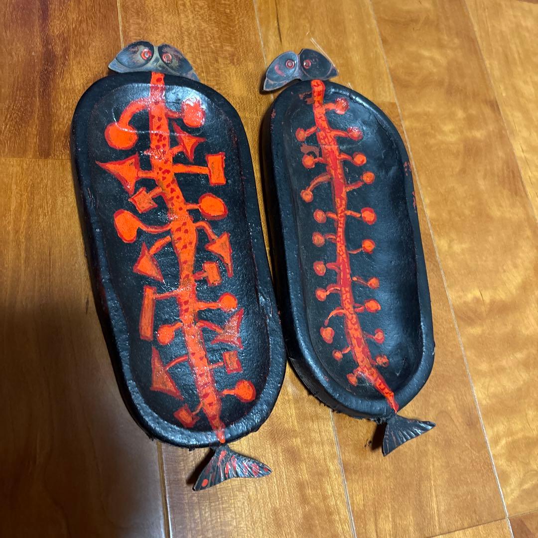新品　未使用品　魚型木製プレートセット