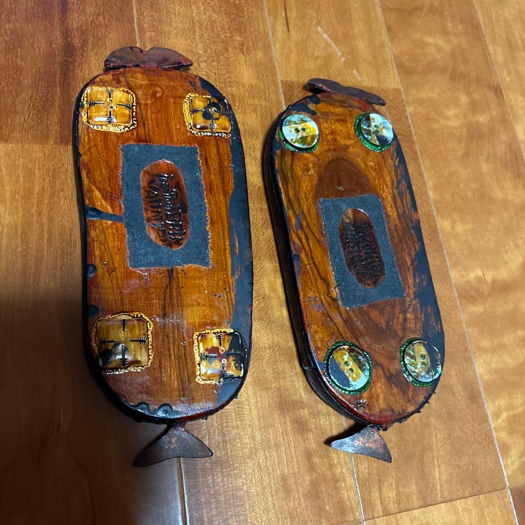 新品　未使用品　魚型木製プレートセット