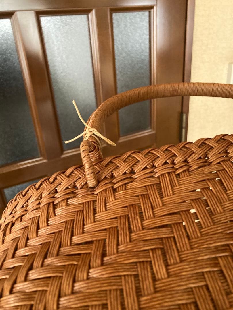 【きみしぐれ】　四本幅網代編みかごバッグ　無臭柿渋塗り