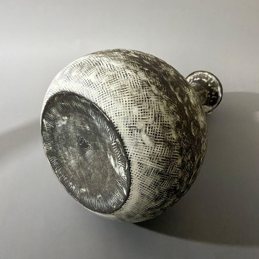 炻器双魚耳付 花挿 花入 安原喜明 作