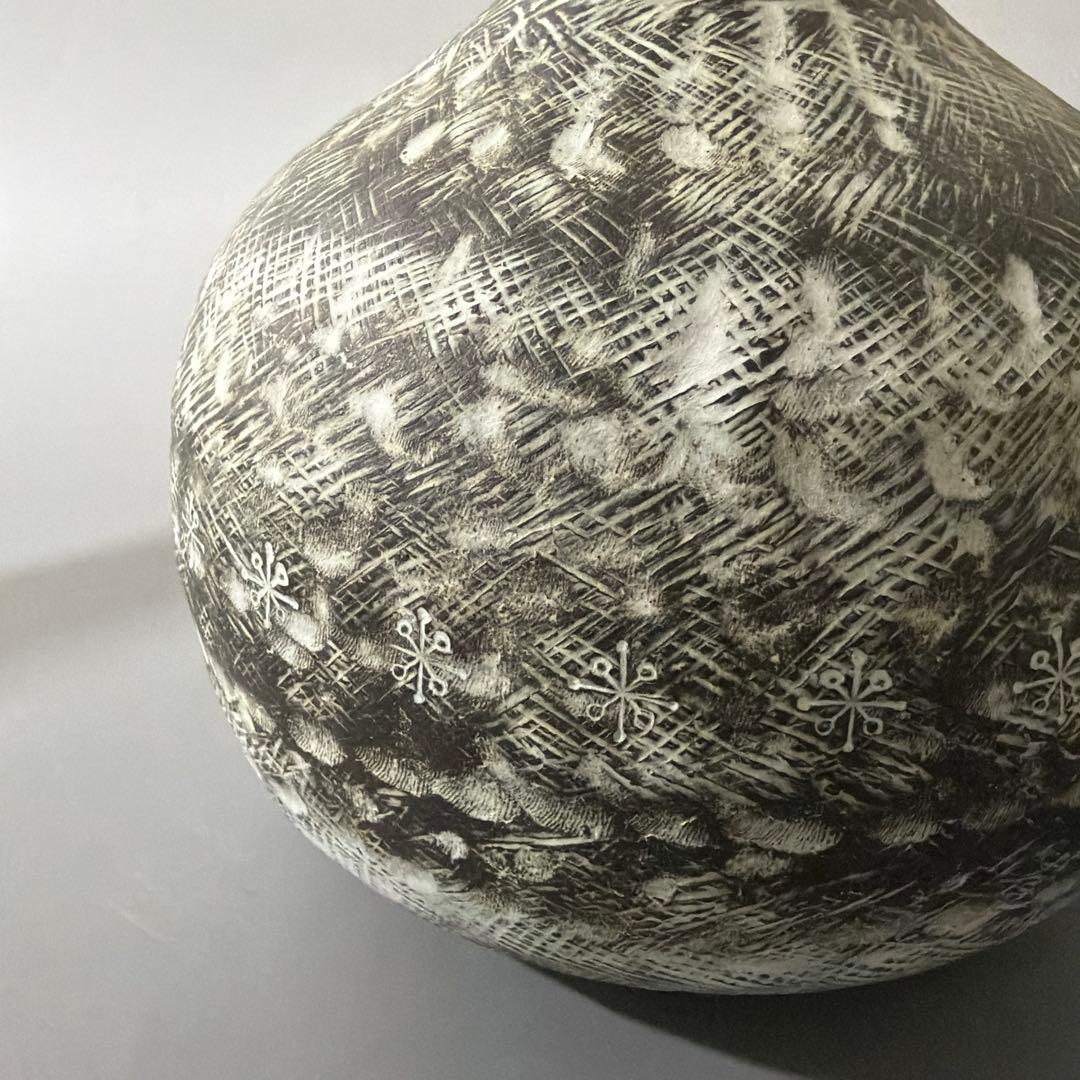 炻器双魚耳付 花挿 花入 安原喜明 作