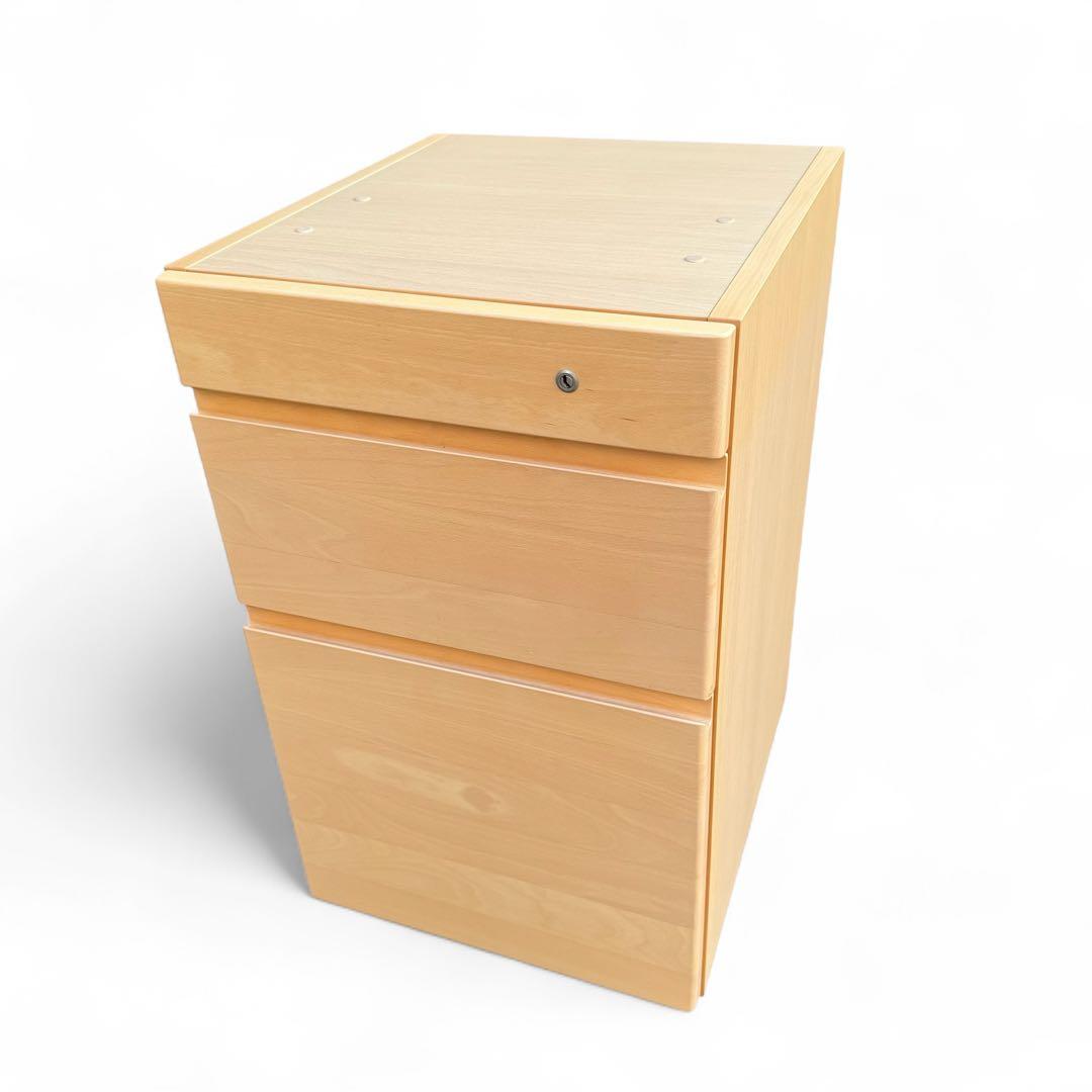 【美品】 カリモク家具　エテルナ　袖机　サイドワゴン　　キャスター付き　鍵付