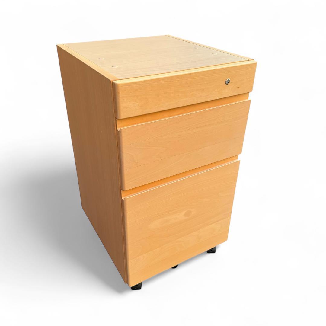 【美品】 カリモク家具　エテルナ　袖机　サイドワゴン　　キャスター付き　鍵付