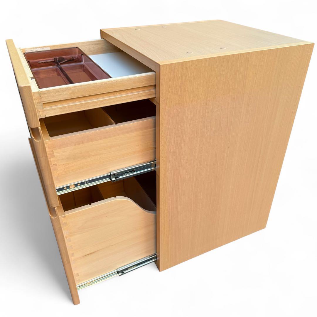 【美品】 カリモク家具　エテルナ　袖机　サイドワゴン　　キャスター付き　鍵付