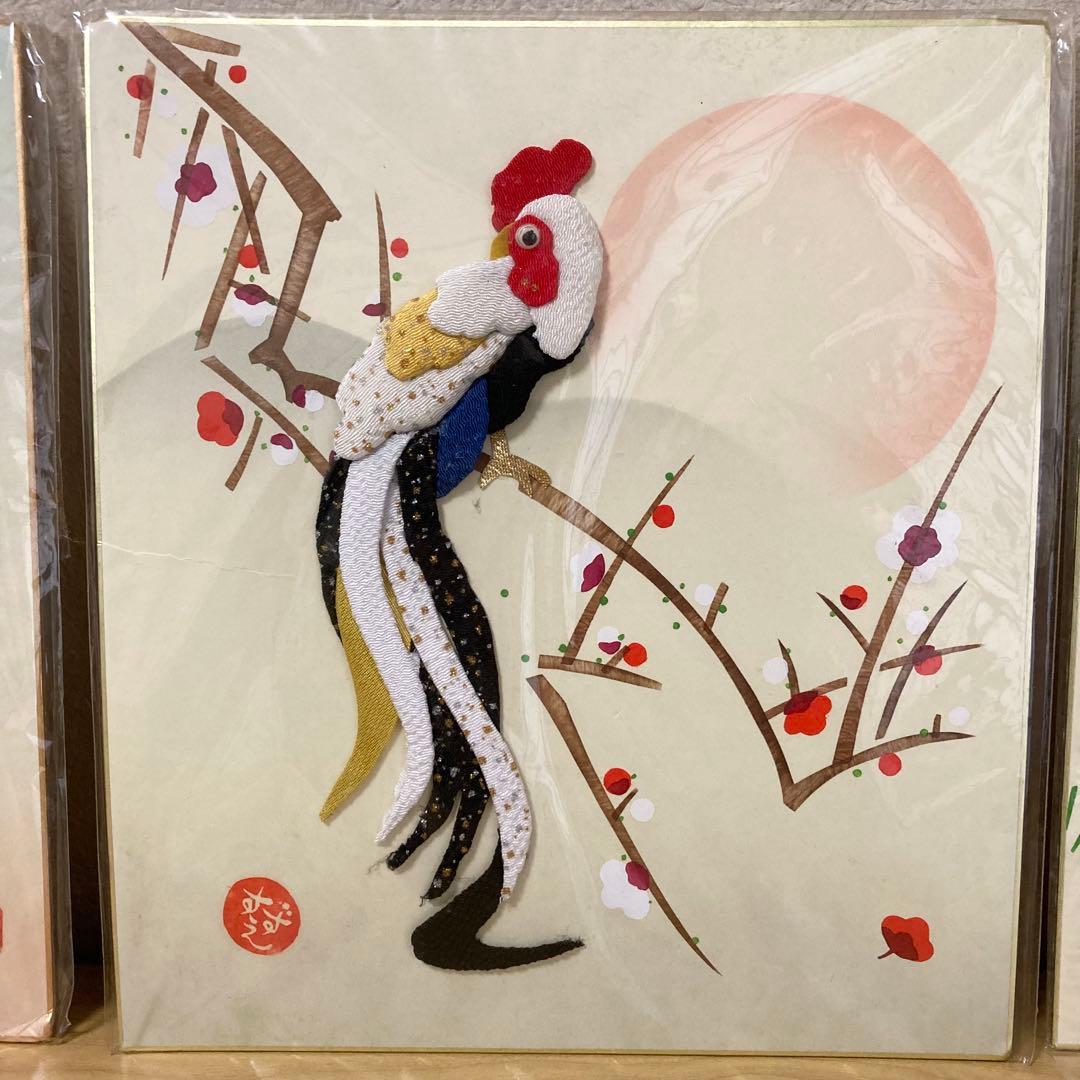 和紙　布製アート作品　十二支　光源氏　お飾り　正月飾り　縁起物　色紙