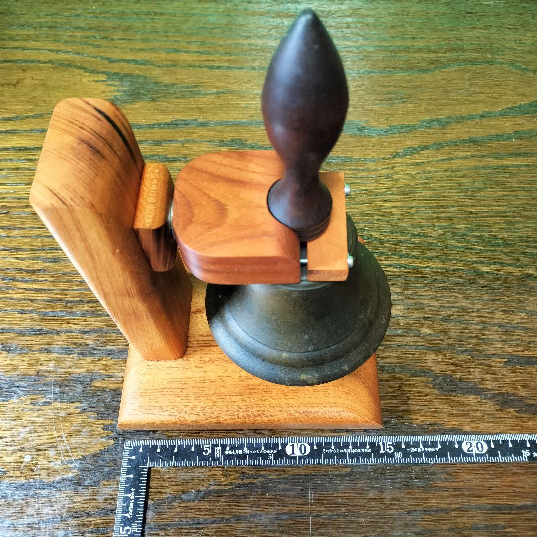 A【再製作なし】現品限り欅板台座の学校の鐘ハンドベルマリンベル駄菓子屋の呼び鈴