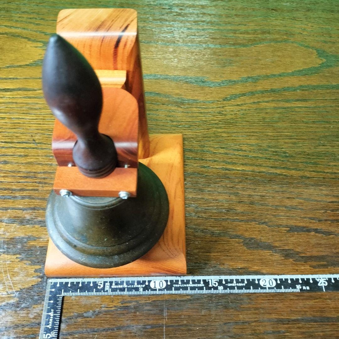 A【再製作なし】現品限り欅板台座の学校の鐘ハンドベルマリンベル駄菓子屋の呼び鈴