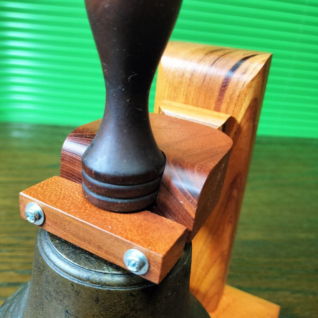 A【再製作なし】現品限り欅板台座の学校の鐘ハンドベルマリンベル駄菓子屋の呼び鈴