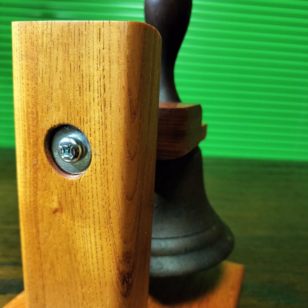 A【再製作なし】現品限り欅板台座の学校の鐘ハンドベルマリンベル駄菓子屋の呼び鈴