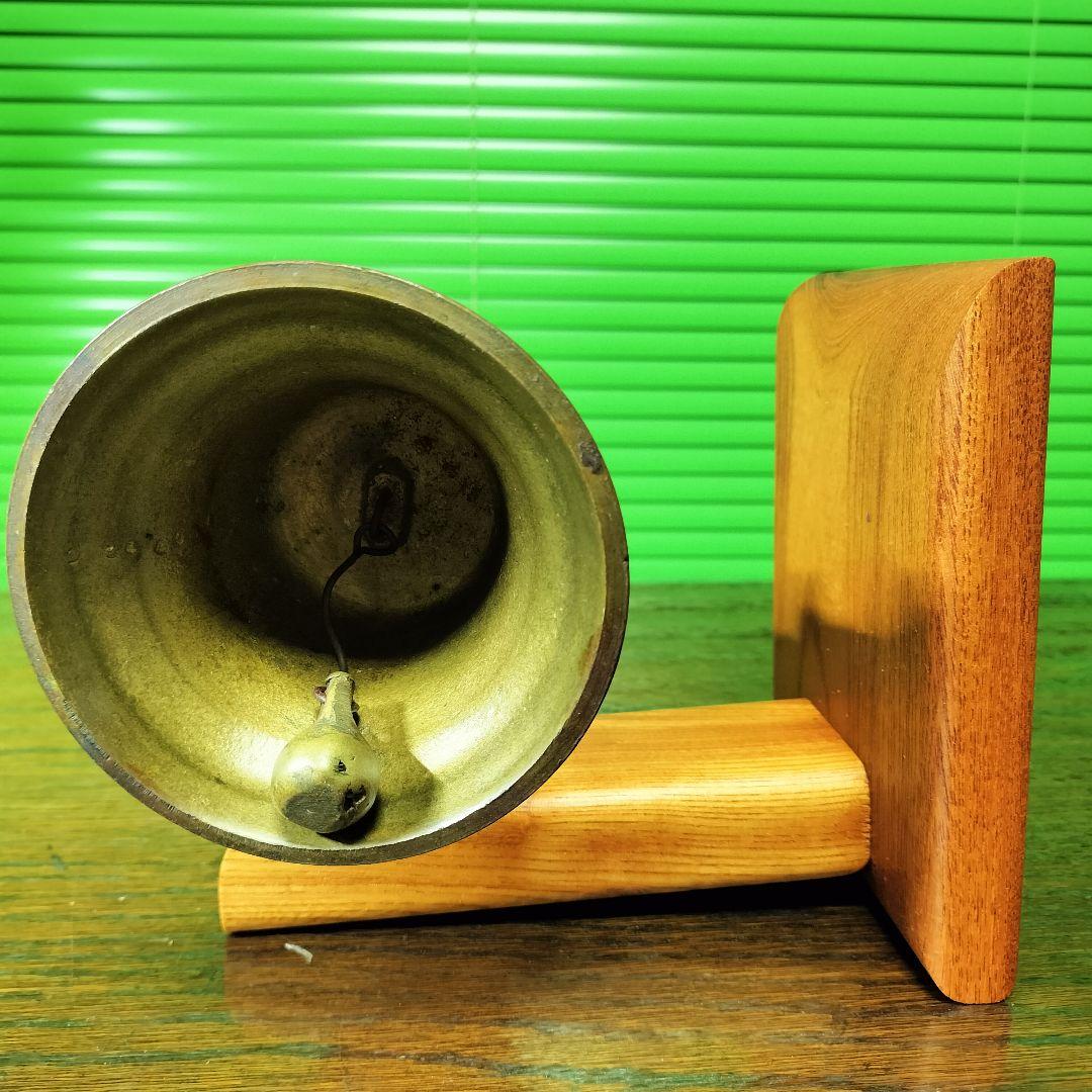 A【再製作なし】現品限り欅板台座の学校の鐘ハンドベルマリンベル駄菓子屋の呼び鈴