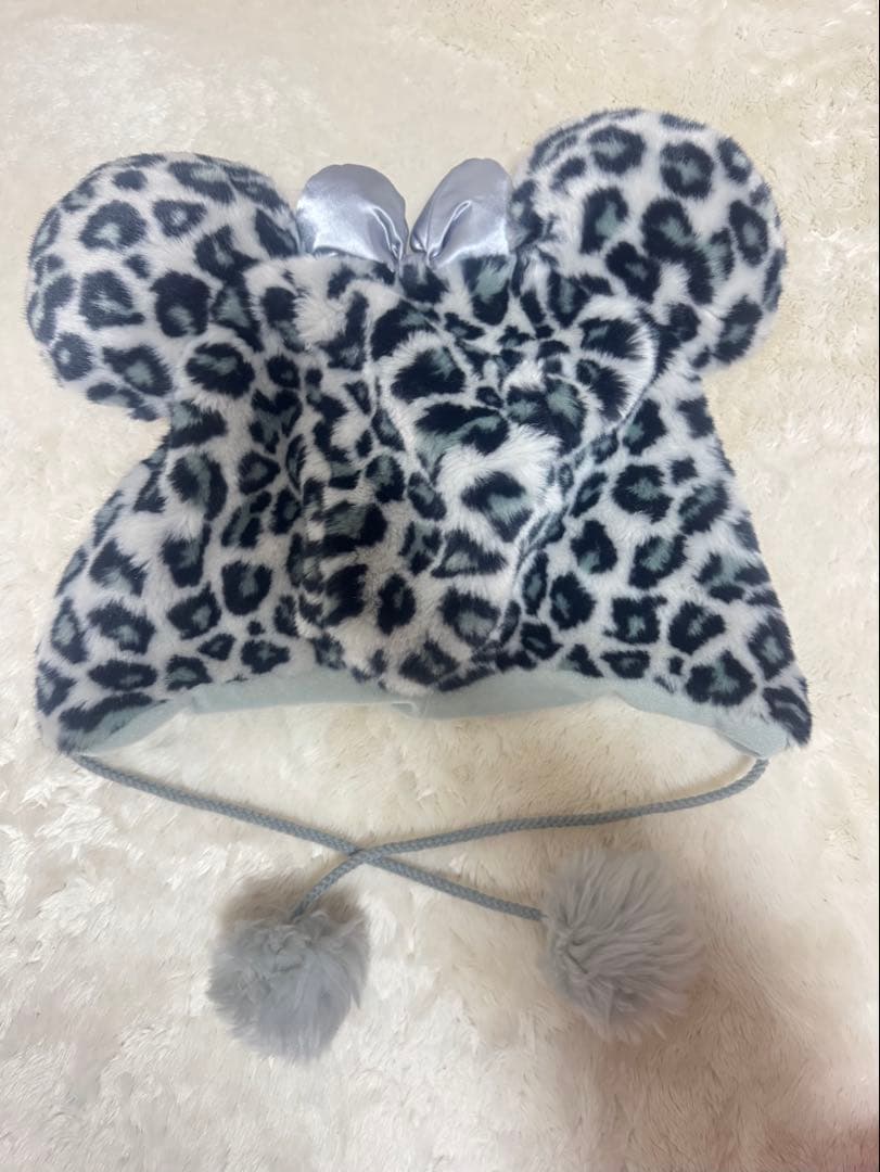 ディズニー　ファンキャップ　ヒョウ柄グレー