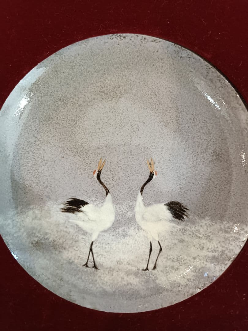 希少価値 臥牛釜鶴絵柄木製フレーム付き壁掛けインテリア