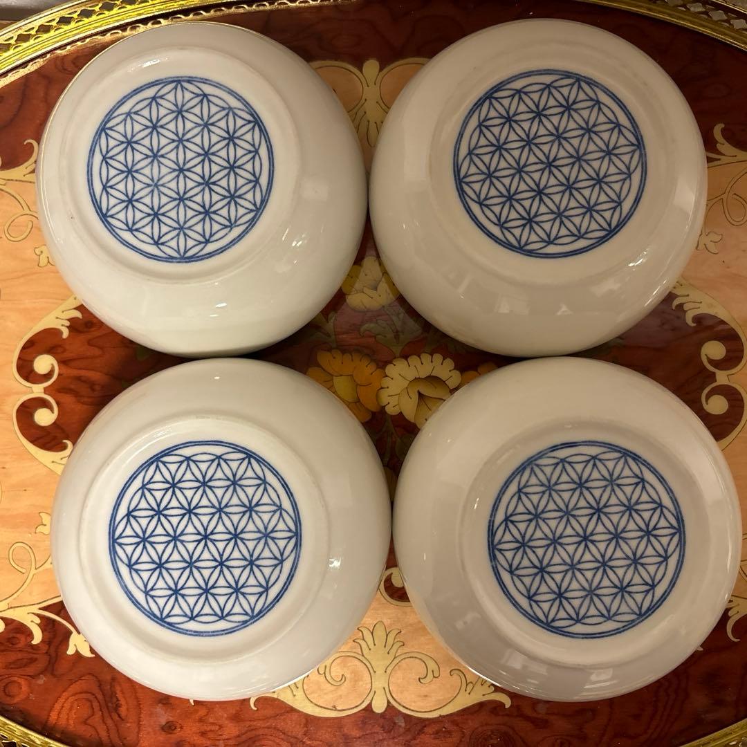 森修焼（しんしゅうやき）フラワーオブライフ らくらくボウルＭ 4個セット