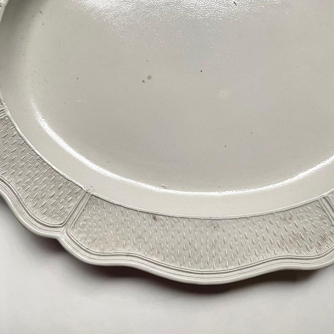 アンティークプレート 花リム オーバル 米粒レリーフ￼￼ 18世紀の器 西洋