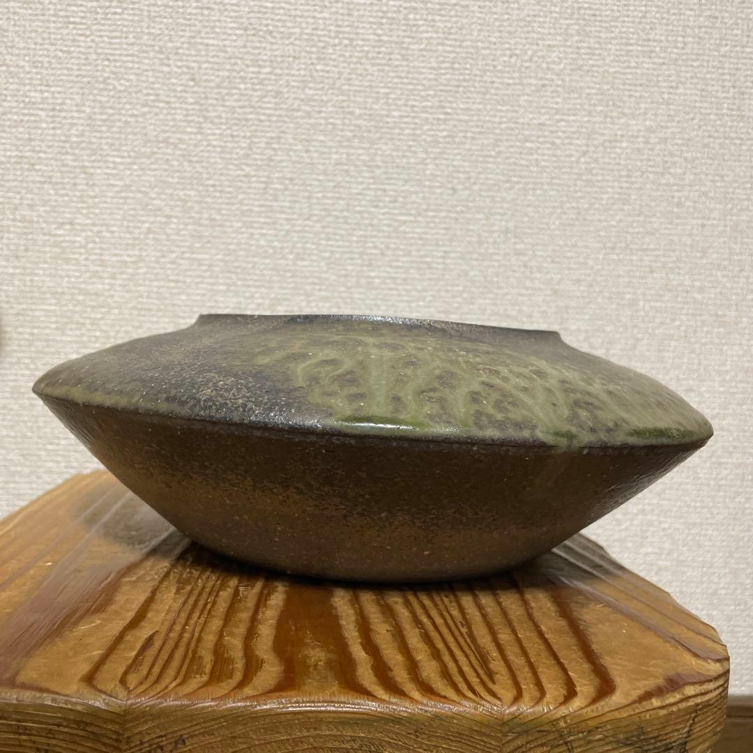 アンティーク 益子焼 作：手塚 陶器製円形花器