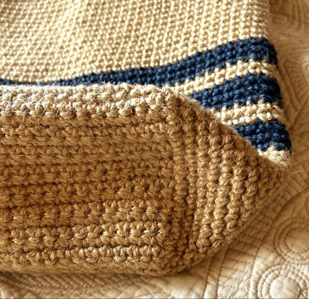 未使用❤️Creema❤️麻ひものボーダーかごバックLLLsize 春夏