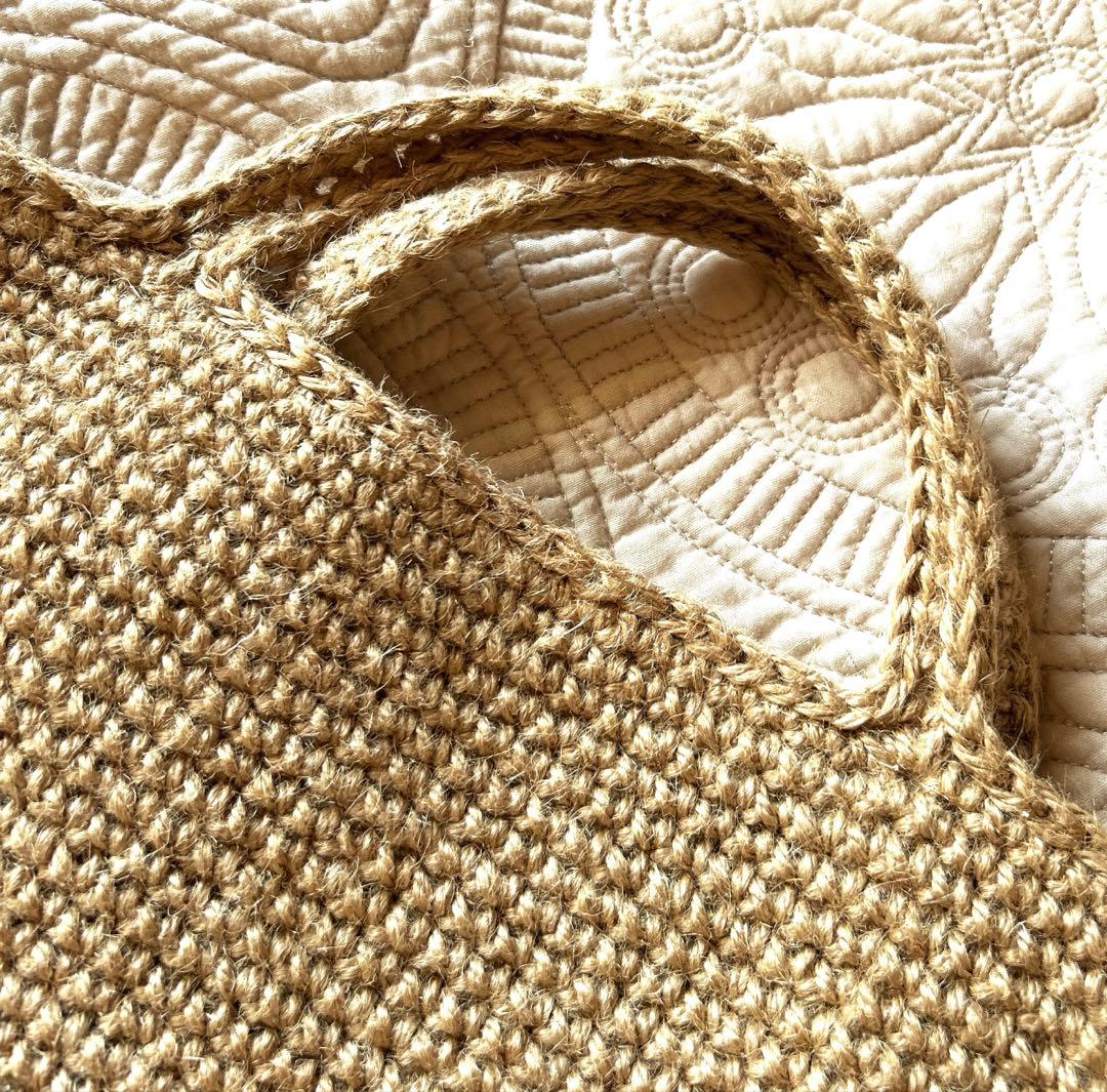 未使用❤️Creema❤️麻ひものボーダーかごバックLLLsize 春夏