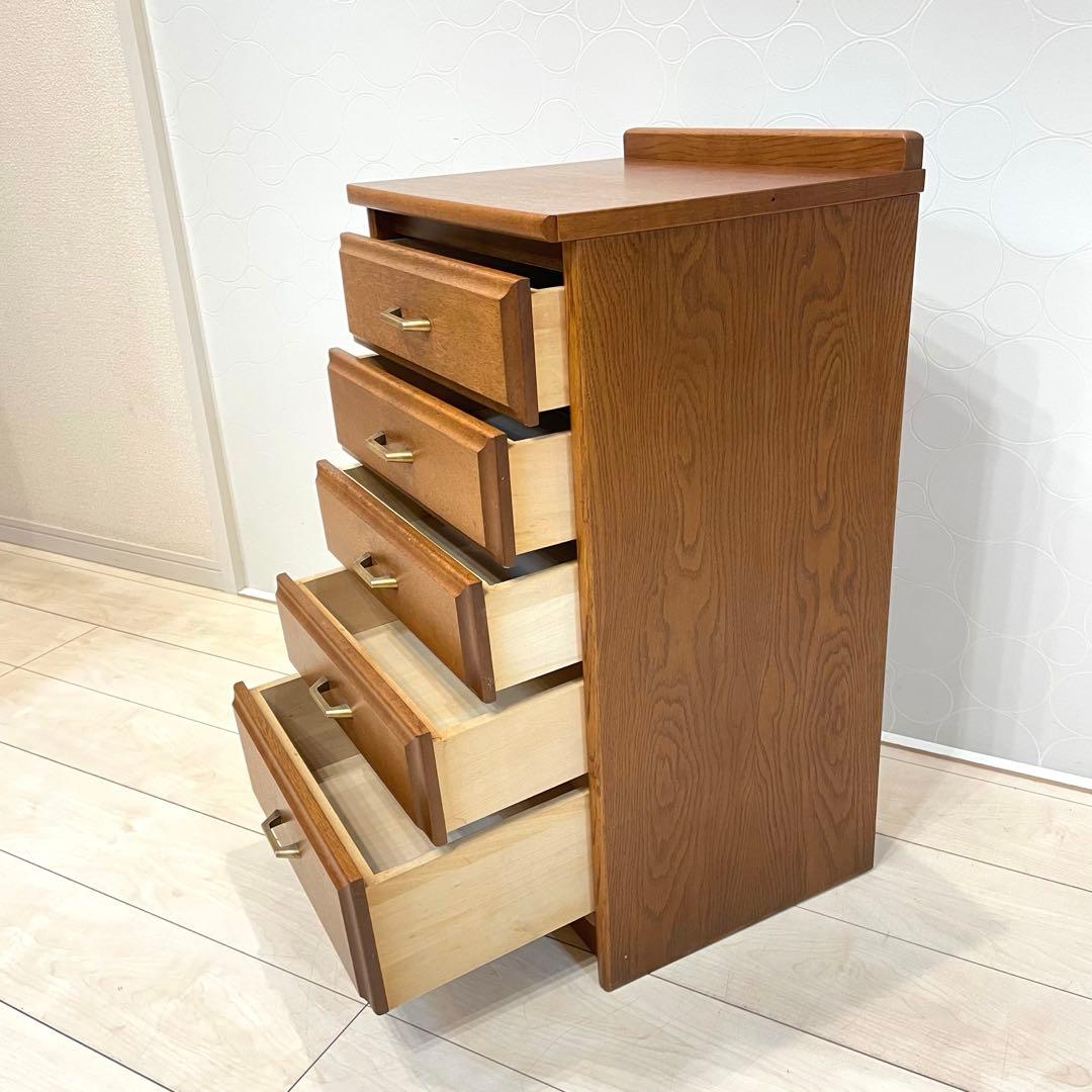 【オールドカリモク】木製チェスト 5段 電話台 花台 小物収納 昭和レトロ