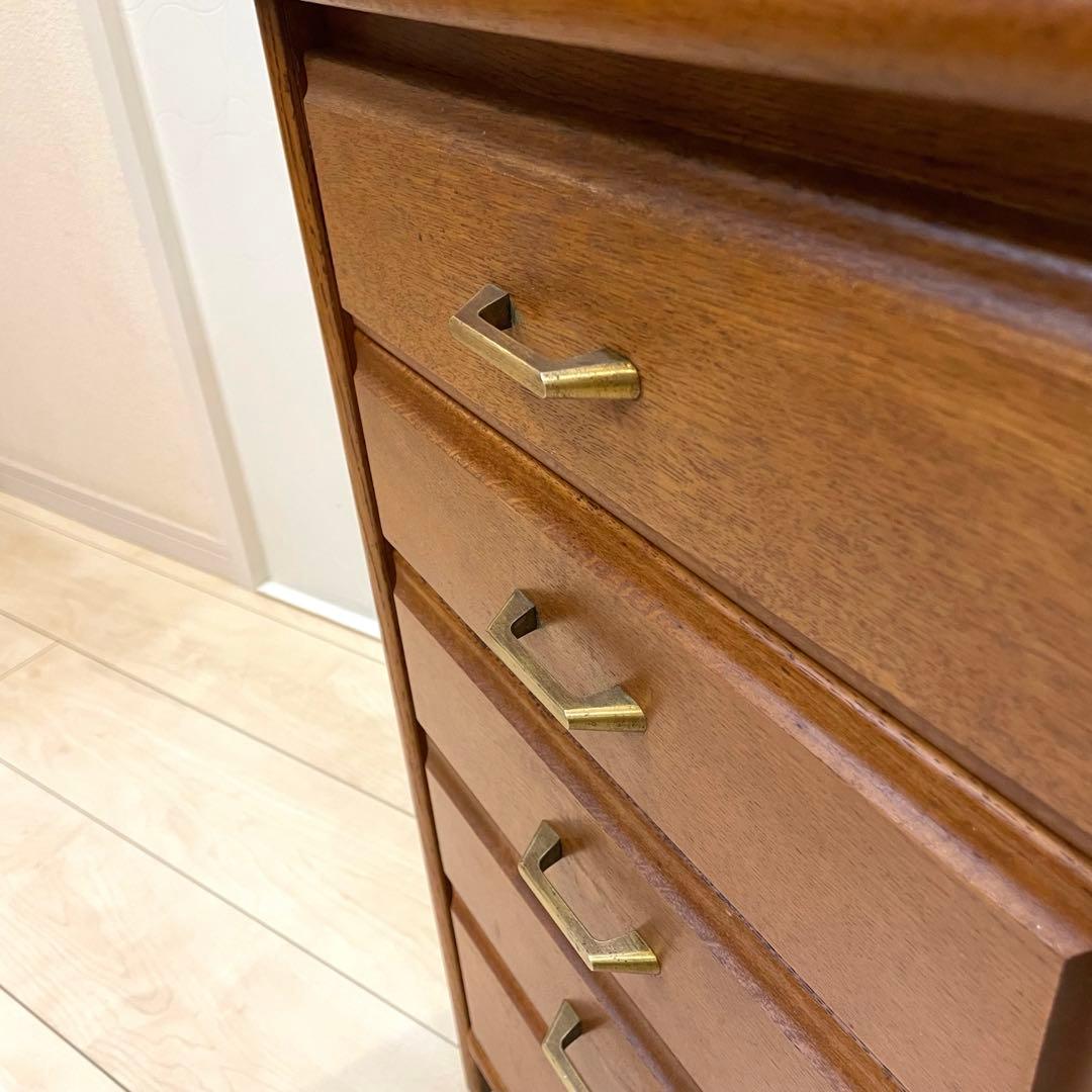 【オールドカリモク】木製チェスト 5段 電話台 花台 小物収納 昭和レトロ