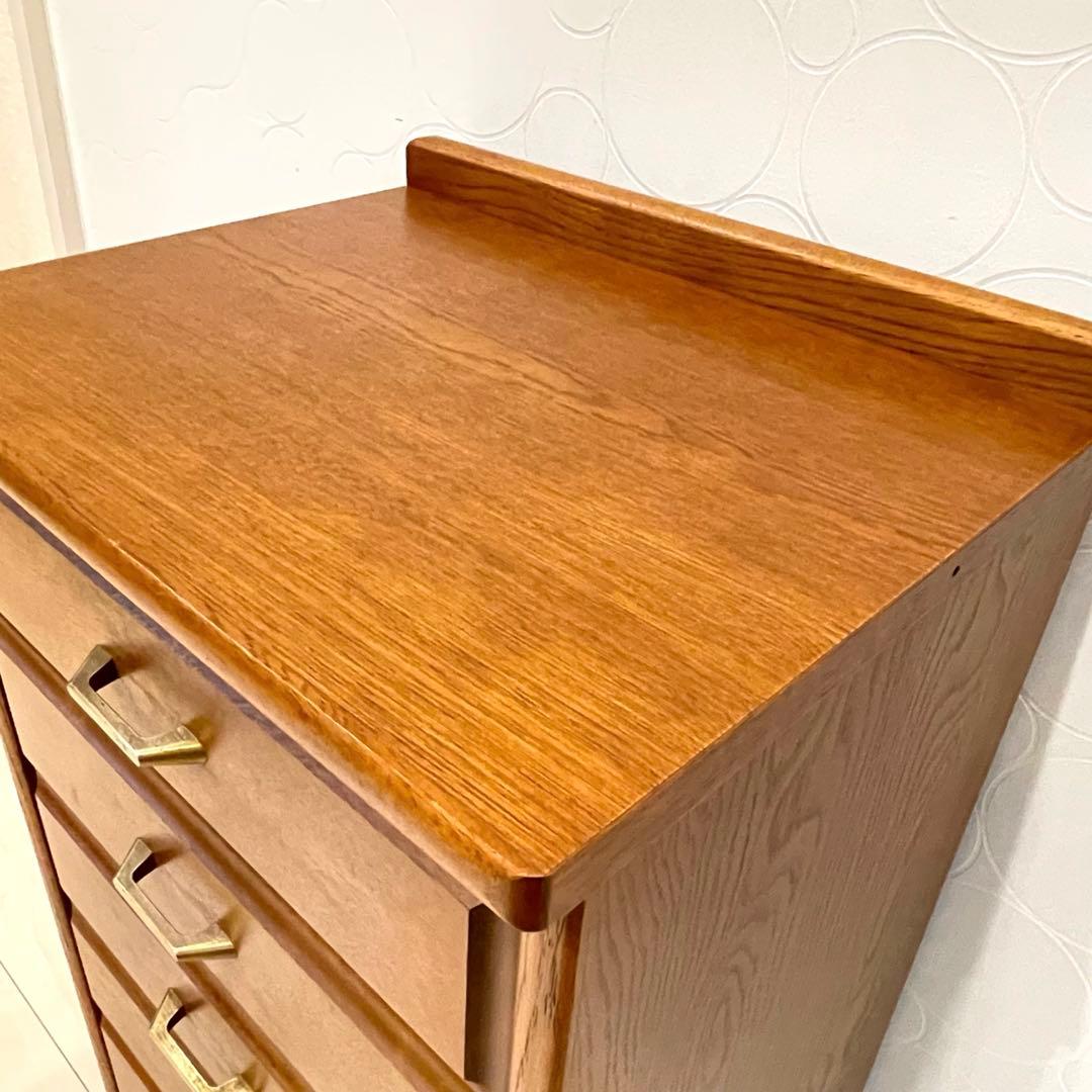 【オールドカリモク】木製チェスト 5段 電話台 花台 小物収納 昭和レトロ