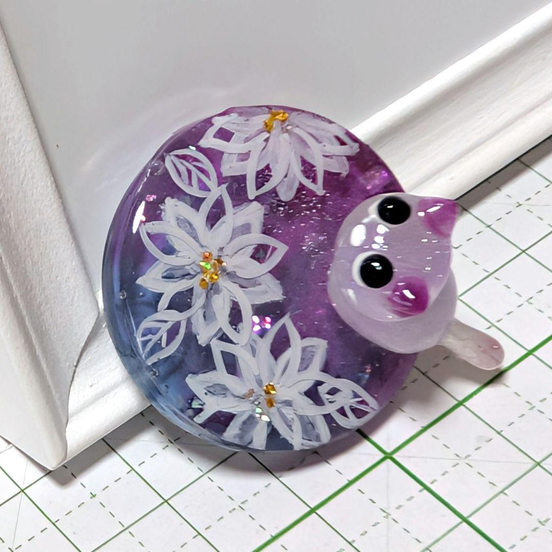 もちもち様　12.23 猫　レジンヘアゴム　グラデーション　花