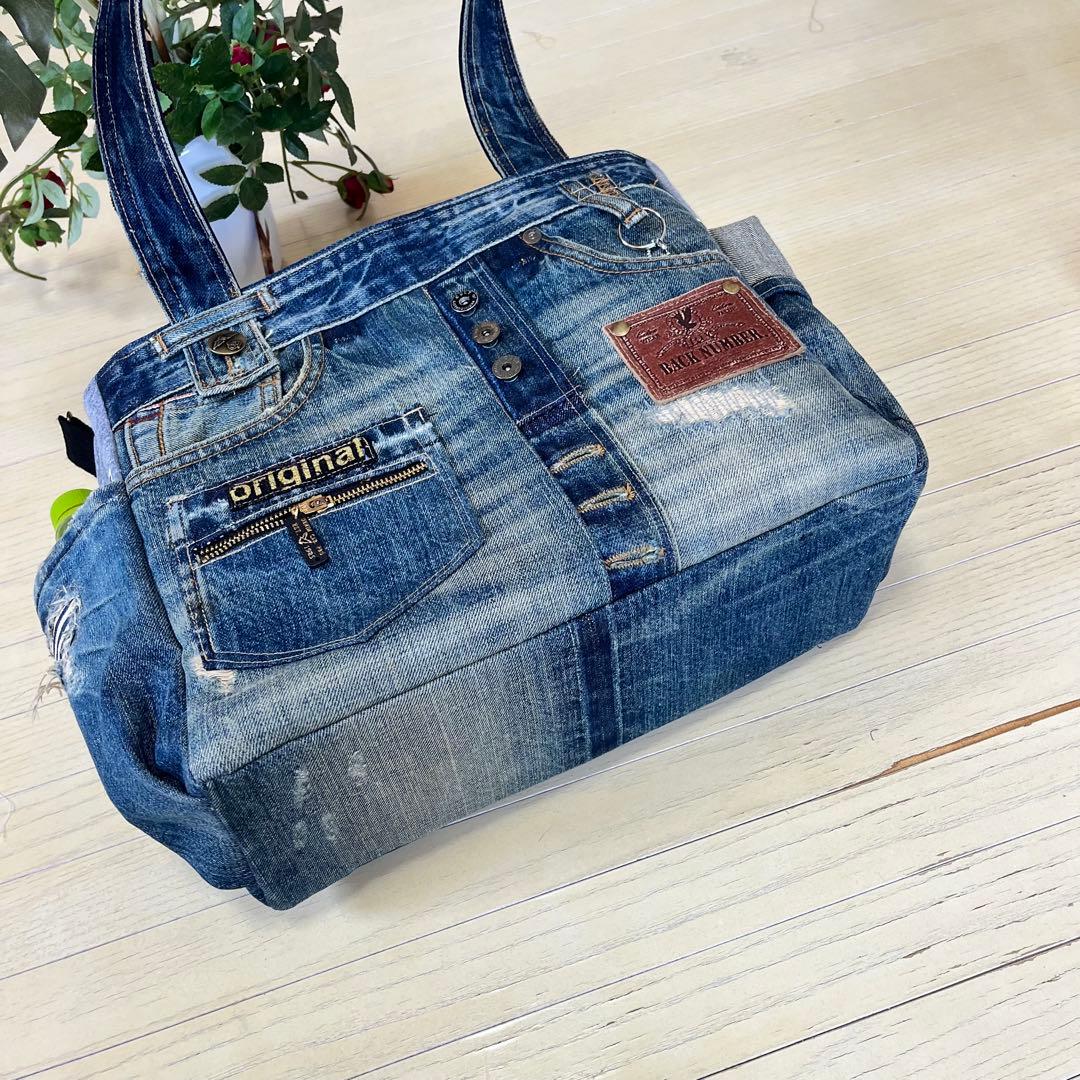 デニムリメイクバック　トートバッグ　旅行　ショルダー　大容量　ハンドメイド