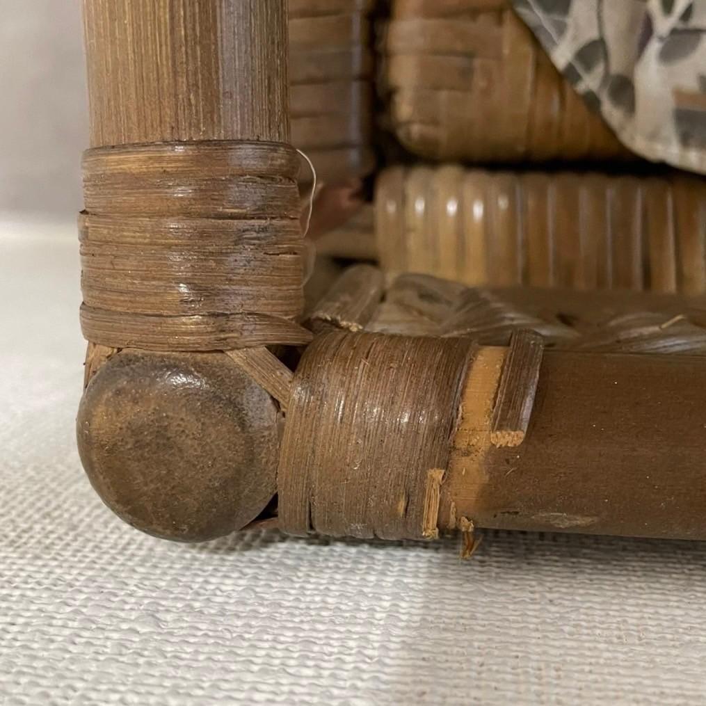 ヴィンテージ ラタンバスケット キャスター付き 籐家具 収納 昭和レトロ