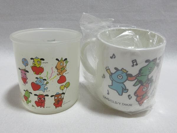 明治7匹のマーブルわんちゃんちっちゃいキーホルダーぬいぐるみマグカップ非売当選品