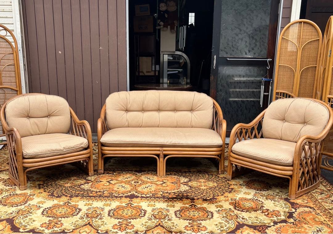 ラタン シングルソファー ① インテリア 昭和レトロ