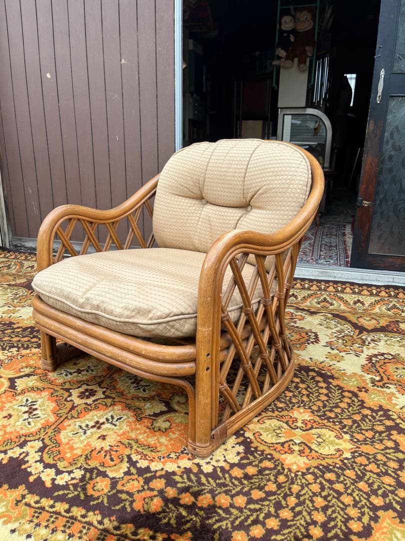 ラタン シングルソファー ① インテリア 昭和レトロ