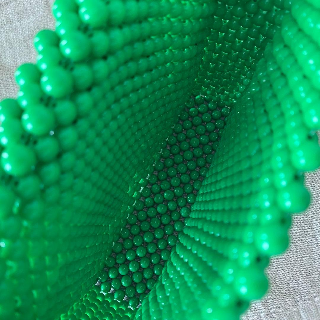 ハンドメイド ビーズバッグ ハンドバッグ 緑 みどり グリーン