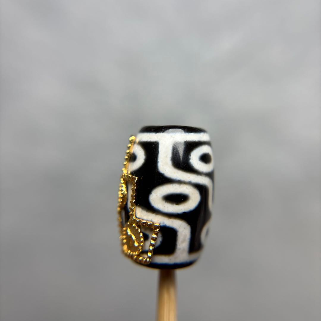 ありあ瑪瑙　九眼天珠+24金メッキ　3-328