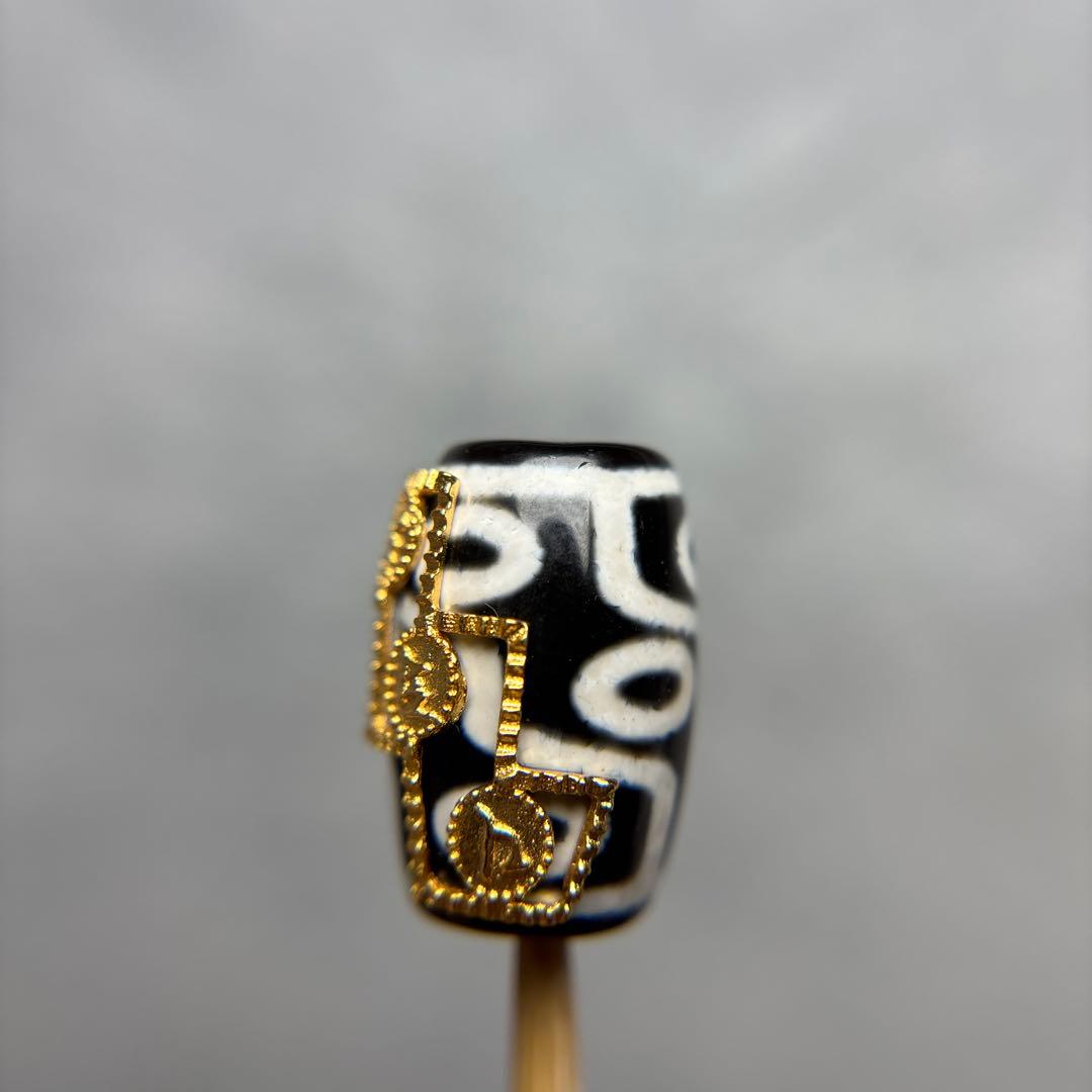 ありあ瑪瑙　九眼天珠+24金メッキ　3-328