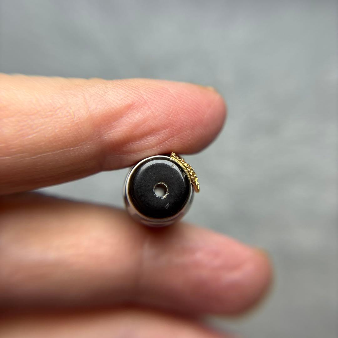 ありあ瑪瑙　九眼天珠+24金メッキ　3-328