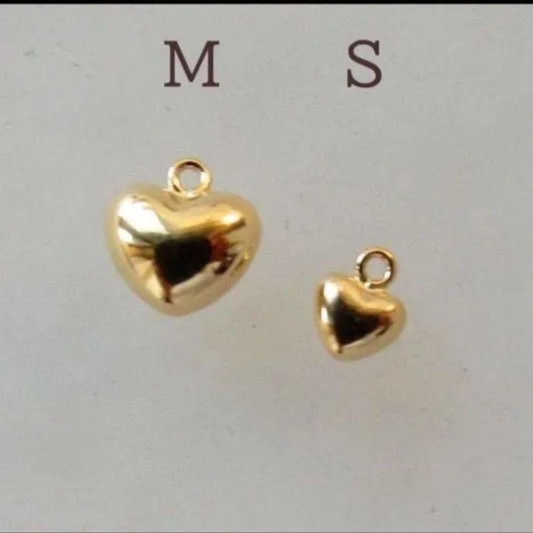 K18✨ハート S チャーム 立体 18KYG ハンドメイド ピアス ネックレス