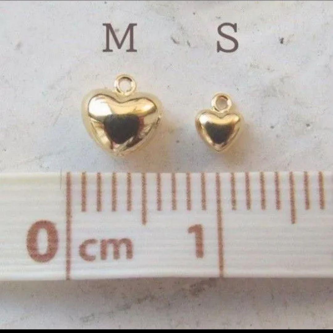 K18✨ハート S チャーム 立体 18KYG ハンドメイド ピアス ネックレス